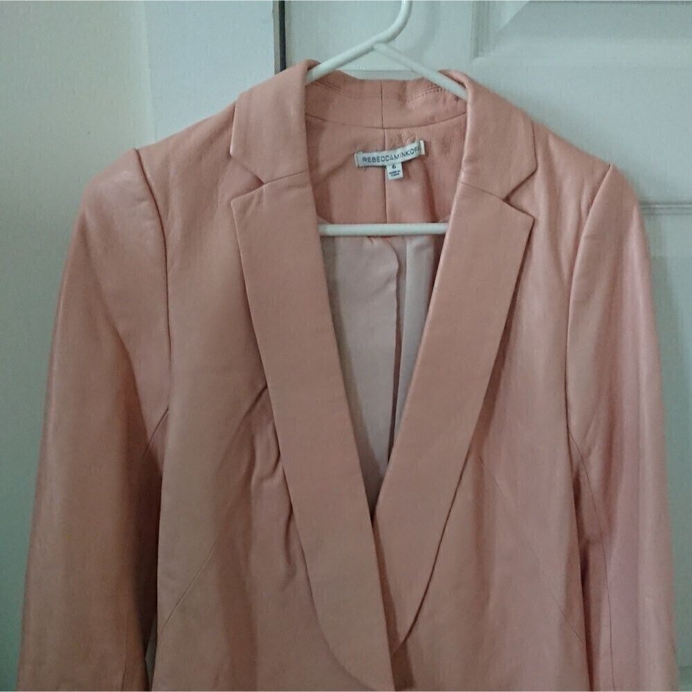 Rebecca Minkoff light pink leather blazer size 6